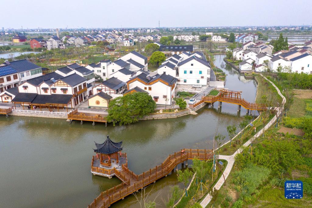 这是浙江省湖州市织里镇上林村(2021年4月8日摄,无人机照片)。新华社记者 徐昱 摄